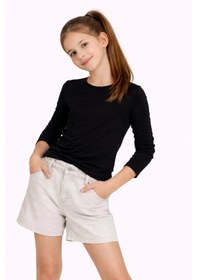 Resim Barlashive Kız Çocuk Basic Uzun Kollu Tişört Okul Günlük Rahat T-shirt - Siyah Çok Renkli 
