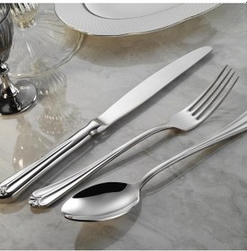 Resim Lugga Maya 6 Kişilik Tatlı Çatal Kaşık Bıçak Takımı 18 Parça Gümüş 