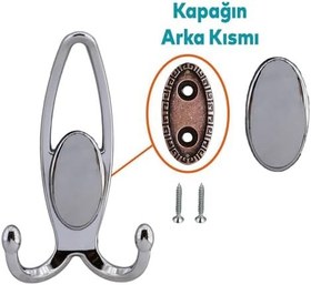 Resim Badem10 Metax Uzay PORTMANTO Vestiyer Duvar Askısı Metal Dolap Elbise Askılığı (KROM-KROM KAPAK) 