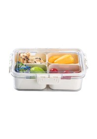 Resim Hangfox Plastik Lezzet Sepici: 4 Bölmeli Yemeklik, -20 C'den 60 C'ye Dayanıklı, Seyahat Ve Buzdolabı İçin Uygun, Beyaz 