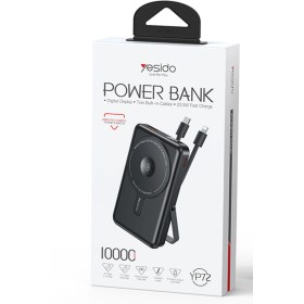 Resim YESIDO YP72 Dijital Göstergeli 10.000 mAh Akıllı Saat Şarj Edebilen Kablosuz Magsafe Powerbank - Siyah 
