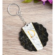 Resim Hediye Dükkanı Kişiye Özel Mermer Tasarım Baş Harfli Gold Ahşap Anahtarlık 