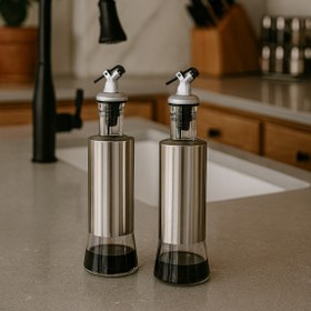 Resim CEZVE HOME 2 Adet 350 ml Sızdırmaz Yağdanlık - Borosilikat Cam & Paslanmaz Çelik, Kontrollü Dökme, Şık Tasarım 