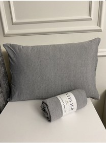 Resim Çift Kişilik Gri Ranforce Lastikli Çarşaf 180x200 