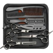 Resim TINMARDA 9 Parça Saç Kesme Makinesi Seti - Profesyonel 16.51cm Sağ El İyileştirme Makası Erkekler & Kadınlar İçin, Salon & Ev Kullanımı İçin İdeal, Kokusuz, Tüm Saç Tipleri İçin Mükemmel, Gevşek Dokulu Saçlar İçin 