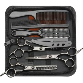 Resim TINMARDA 9 Parça Saç Kesme Makinesi Seti - Profesyonel 16.51cm Sağ El İyileştirme Makası Erkekler & Kadınlar İçin, Salon & Ev Kullanımı İçin İdeal, Kokusuz, Tüm Saç Tipleri İçin Mükemmel, Gevşek Dokulu Saçlar İçin 