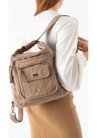 Resim 571 Collections Yıkanmış Deri Hem Sırt Hem Omuz Çantası Krem Model: 571-14-18d 