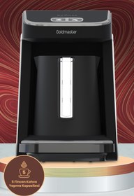 Resim GoldMaster Kıvam ECO Siyah Beyaz Geniş Hazneli Akıllı Yerleştirme Patentli Türk Kahve Makinesi GM-8380EB 