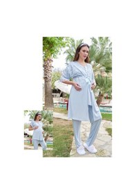 Resim Bone Club 5605 Mavi V Yaka 3lü Hamile Lohusa Pijama Sabahlık Tk 