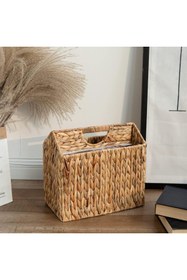 Resim Bahçem Dekoratif Doğal Hasır Su Sümbülü Bölünmüş Dergi Sepeti Gazete Banyo, Ofis, Zemin için Kitaplık 