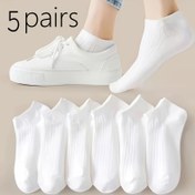 Resim 5 Çift Erkek ve Kadın Beyaz Minimalist Çorap! Klasik Siyah-Beyaz Renk Şeması, Nefes Alabilir ve Rahat, Günlük Kullanıma Uygun, Çoklu Beden Seçeneği 