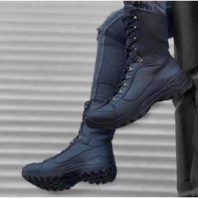 Resim ET0605 Bağcıklı Siyah Cilt Askeri Postal Bot 