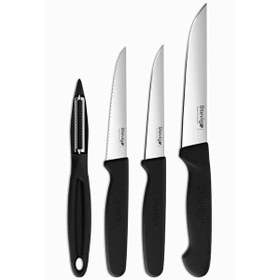 Resim Stevig Cut 4 Fresh 4 Parça Siyah Sebze Soyacak ve Bıçak Seti ST-401 
