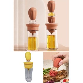 Resim İndecor Houseware Hazneli Silikon Yağ Sos ve Yumurta Fırçası Yağ Fırçası Yağlık Silikon Fırçalı Yağdanlık - Kırmızı 