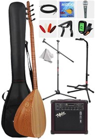 Resim Yonka B-142U-AMP Amfili Uzun Sap Çınar Ağacı Saz Bağlama Seti 