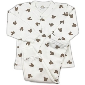 Resim Sema Baby Mickey Mouse Bebek Pijama Takımı – Ekru 0-3 Ay 