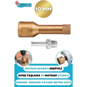 Resim Depolife 10 mm Granit Mermer Seramik Fayans Beton Taş Delme Panç Spiral Avuç Taşlama Matkap Uyumlu M14 Aparat 