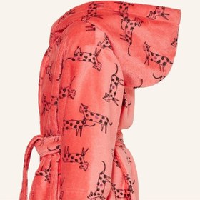 Resim Sanetta Kız Çocuk Kapüşonlu Bornoz , %90 Pamuk, %10 Polyester, Düğmeli, Frotte Kumaş Nar Çiçeği 