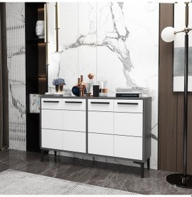 Resim Zerkaconcept Marden Konsol Tv Sehpası Tv Ünitesi Antrasit Gövde Beyaz Kapak 