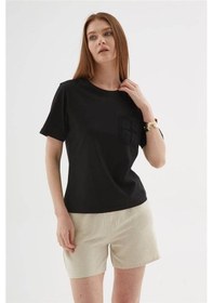 Resim Fashion Friends 25y0026k1 Kadın Kroşe Cepli Bluz Siyah 