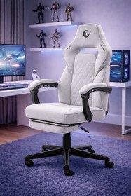 Resim Rampage Lumos Terletmez Kumaş Ayak Destekli Gri Oyuncu Koltuğu - KL-R12 