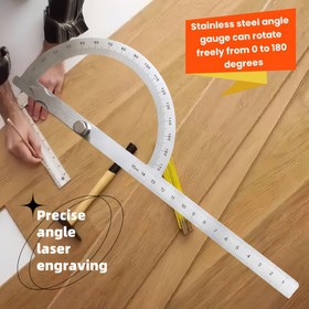 Resim 1 Adet Paslanmaz Çelik Açı Ölçer - 180° Ayarlanabilir Dijital Hassaslık, 1° Doğruluk ile Ahşap İşleri ve DIY Projeleri için Yüksek Kaliteli Tek Kollu Tasarım 