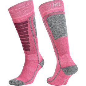 Resim Courchevel Merinos Yünü Hafif Çocuk Kayak Çorabı Pembe 1 Çift - 35/38 