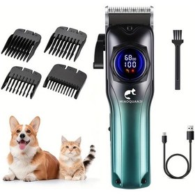 Resim Dashanshop Gradient Blue Köpek Tıraş Makinesi Şarj Edilebilir Kablosuz Düşük Sesli Kedi Evcil Hayvan Tımar Seti 