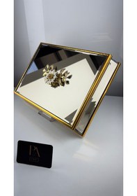 Resim Aynalı Kutu Gondol Şekerlik Sunumluk Söz Nişan Kız İsteme Çikolatalık Dekoratif Obje Biblo Süs Eşya 43 Gold 