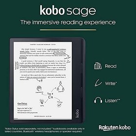 Resim Kobo Sage | eReader | Parlama yapmayan 8 inç HD dokunmatik ekran | su geçirmez | ayarlanabilir parlaklık ve renk sıcaklığı | mavi ışık azaltma | Bluetooth | WLAN | 32 GB bellek | Carta E Ink 