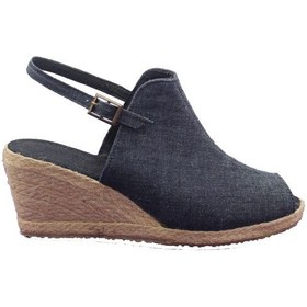 Resim Yazlık Keten Dolgu Topuk Sandalet 