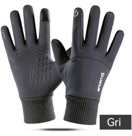 Resim Pairuidaisi Eldiven Erkek Kış Sıcak Spor Koşu Kadife Kaymaz Rüzgar Geçirmez Dokunmatik Ekran Bisiklet Açık Elektrikli Araba Su Geçirmez Eldiven Kadın (Yurt Dışından) 