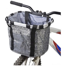 Resim Hfambition Alüminyum Bisiklet Sepeti, Hızlı Kurulum, 6 Kg Yük Taşıma, Oxford Kumaş, Gri Harf Desenli, 22-31.8 Mm Çubuk Uyumlu Çok Renkli 