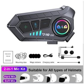 Resim Kebidumei Yp10 2x Kablosuz Bluetooth5.3 Motosiklet Kask Interkom Kulaklık 1pc 2 İn1 Mic 