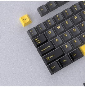 Resim Gri Ve Sarı Mekanik Klavye Tuş Başlıkları Keycaps, Pbt Küçük Komple Set, Çift Renkli 