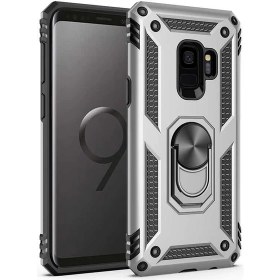 Resim Nevarium Galaxy S9 Kılıf Tank Yüzüklü Yüksek Korumalı Silikon - Gri 