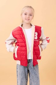 Resim Kız Çocuk İçi Peluşlu Kapitone Kolej Ceket - Kırmızı / 9-10 Yaş 