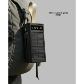 Resim Hobilinka LED Aydınlatmalı Güneş Panelli Powerbank Seyahat ve Kamp Için 