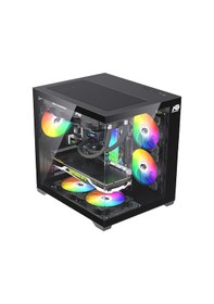 Resim Orion Cube 750w 80+ Bronze Power 5x Tuştan Değişen Rgb Fanlı M-atx Boş Bilgisayar Kasası Siyah 