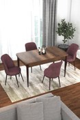 Resim Canisa Concept Kor Serisi 70x114 Açılabilir Mutfak Masa Takımı, Barok Masa 4 Gülkurusu Sandalye 