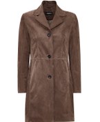 Resim Tara Women's Taupe Suede Leather Coat Derimod