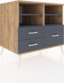 Resim Kronos Şifonyer 4 Raflı 3 Çekmeceli 88x59x80 Çam-antrasit Antrasit 