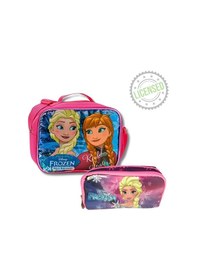 Resim Disney Frozen Lisanslı Beslenme Çantası Ve Kalemlik Seti - Elsa & Anna Desenli Kız Çocuk Okul Seti Pembe 