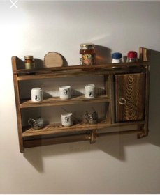 Resim AnkaWood Dekoratif Mutfak Düzenleme Rafı Terek Baharatlık Ahşap Mutfak Tereği Organizer Bardaklık 