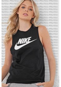 Resim Nike Sportswear Futura Black Tank Kadın Günlük Stil Spor Atlet Siyah Beyaz 