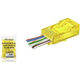 Resim Nodar Nd2408 Cat6 Ez Rj45 Konnektör 100 Adet Plastik Kutu -sarı 