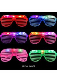 Resim Işıklı Panjur Şeritli Led Parti Gözlüğü 6 Renk 6 Lı Set 
