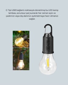 Resim Ucuztekno Akıllı Sensörlü Usb Şarjlı Kamp Lambası Renkli 