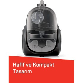 Resim Arzum FL493 Felix Pegno Cyclone Filtreli 2,5 lt Toz Torbasız Elektrikli Süpürge,899W,HEPA Filtre,Gri 