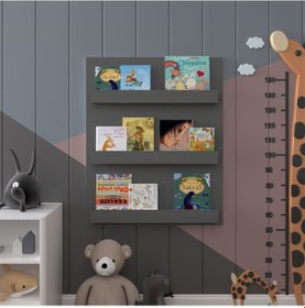 Resim Çocuk Odası Raf / Kitaplık Çr-02 Antrasit Antrasit 
